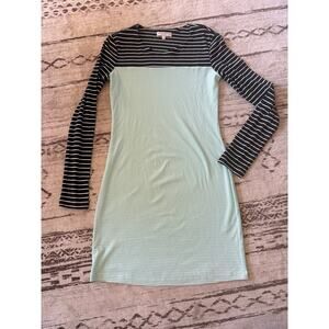 Opening Ceremony Womens Striped Colorblock Long Sleeve‎ Mini Dress Navy Mint